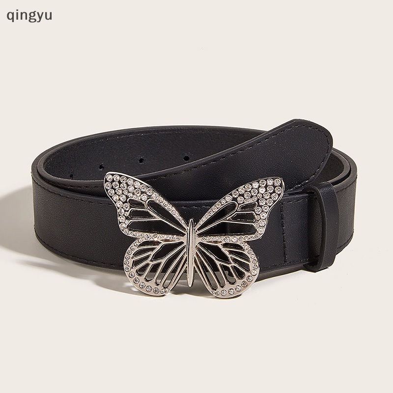 Thắt Lưng Da Pu Khóa Hình Bướm Đính Đá Độc Đáo Thời Trang Cho Nữ