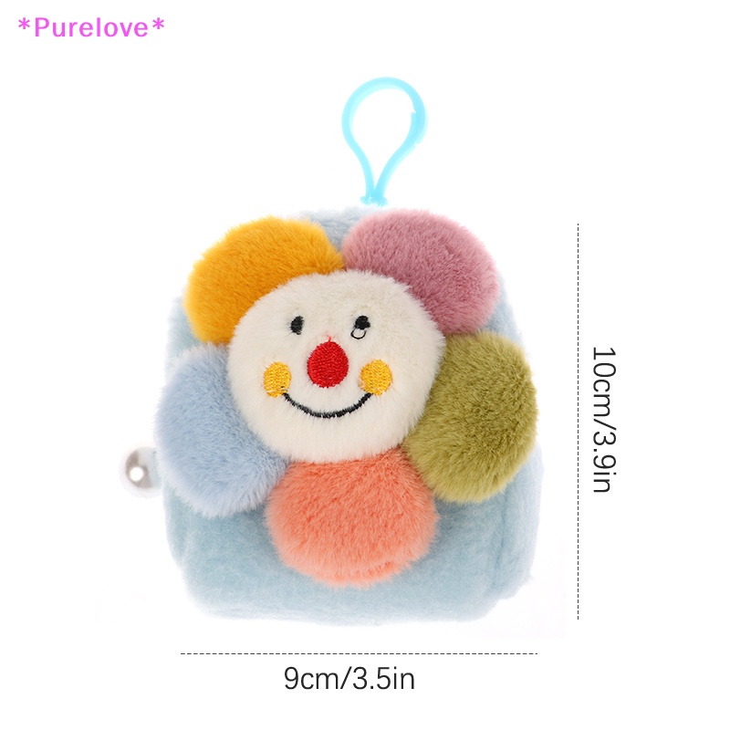 Ví Đựng Tiền Xu / Tai Nghe / Chìa Khóa Mini Hình Hoa Mặt Cười Bằng Lông Nhung Dễ Thương Xinh Xắn Mới