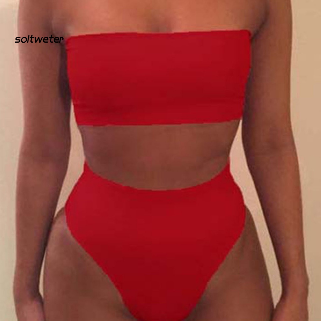 Bộ Bikini 2 Mảnh Không Dây Lưng Cao Màu Sắc Thời Trang Mùa Hè Cho Nữ