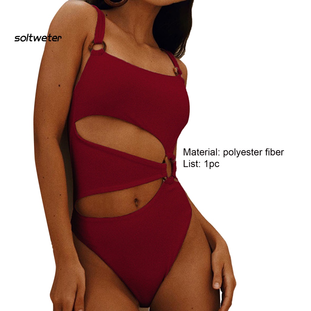 Bộ Đồ Bơi Một Mảnh Lưng Cao Phối Vòng Nối Bản Rộng Thời Trang Mùa Hè Quyến Rũ Cho Nữ