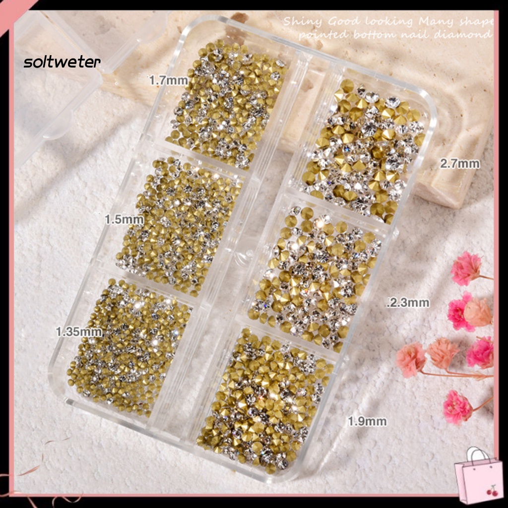 Bộ 1000 Hạt Đá Đính Trang Trí Móng Tay 3D Lấp Lánh Charms