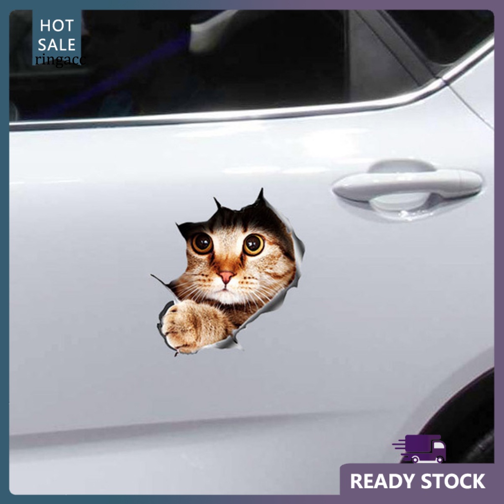 Sticker Dán Xe Hơi Tạo Hiệu Ứng 3D Chống Nước Không Phai Hình Mèo Dễ Thương