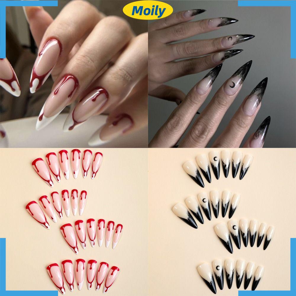 MOILYVN Móng Tay Giả Dài Có Thể Tháo Rời Che Phủ Toàn Diện Hóa Trang Halloween Cho Nữ