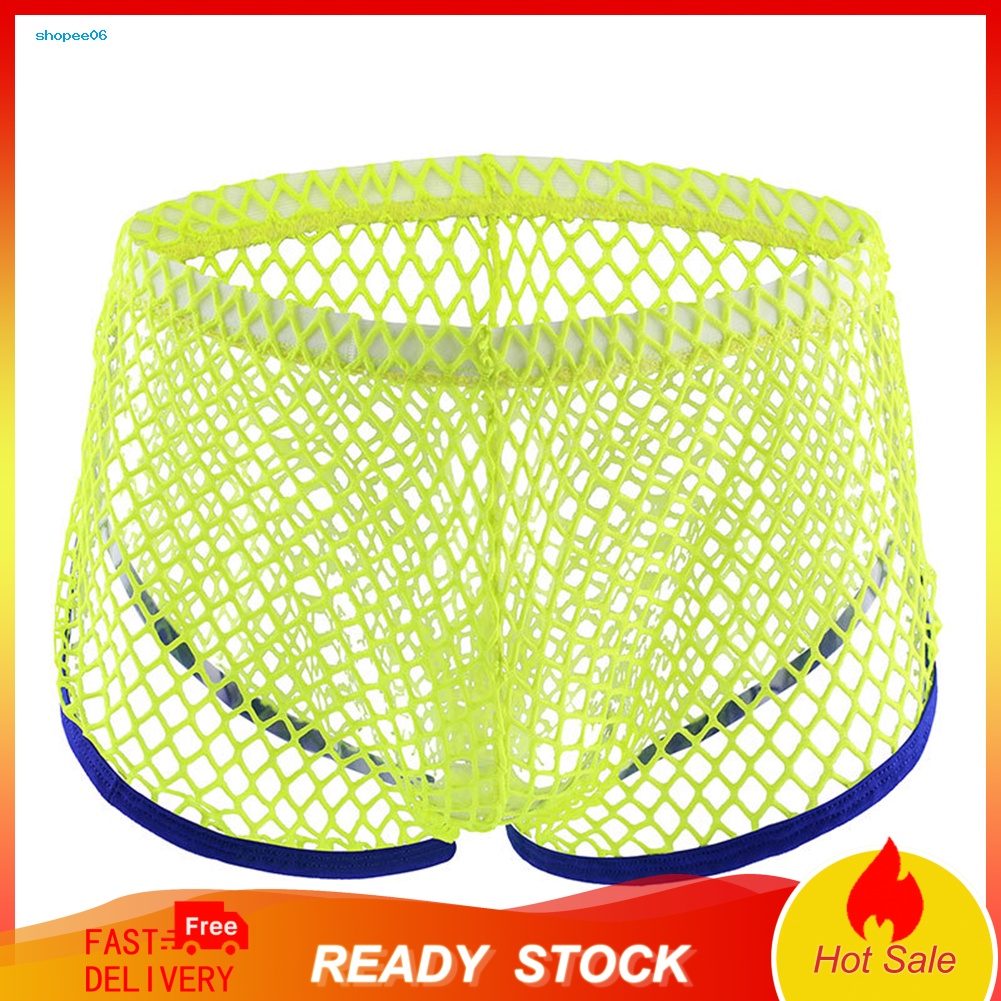 Quần Lót Boxer Lưng Thấp Phối Lưới Thoáng Khí Thời Trang Quyến Rũ Cho Nam