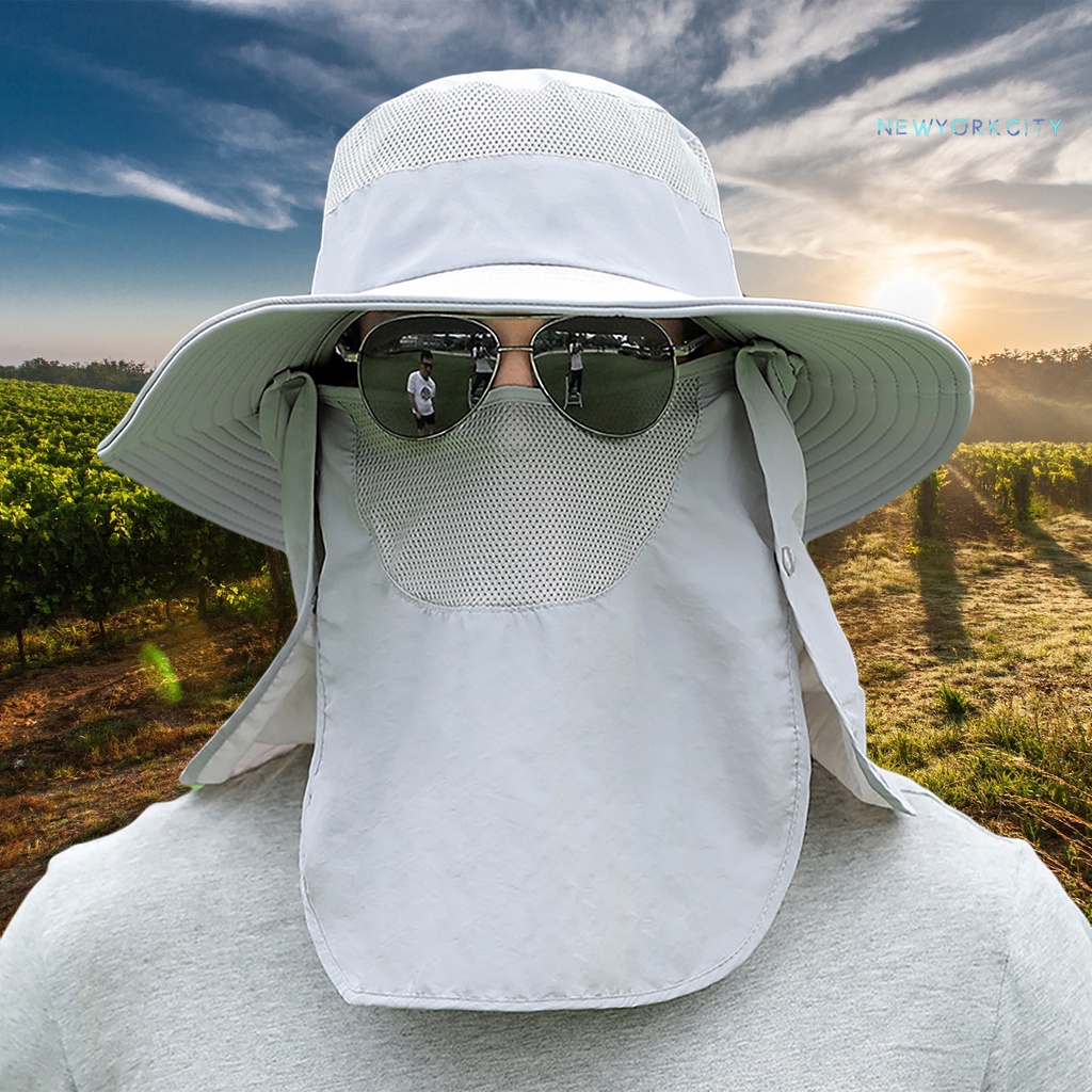 Mũ Câu Cá Có Vành Che Mặt Vành Che Cổ Chống Tia UV Có Thể Tháo Rời Kèm Dây Đeo Tùy Chỉnh Tiện Dụng