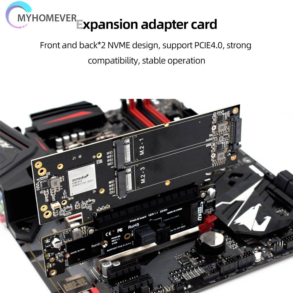 Thẻ Mở Rộng PCIe X16 Sang X8 + X4 + X4 2280 / 2260 / 2242 / 2230 SSD