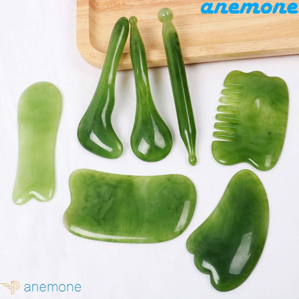 ANEMONE Gua Sha Bộ Máy Mát Xa Mặt Bằng Nhựa Resin Tự Nhiên Màu Xanh Lá Ngọc Lục Bảo