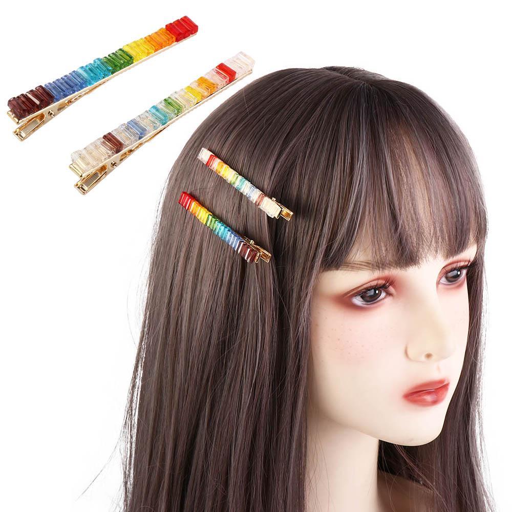 ANEMONE Kẹp Tóc Đính Đá Màu Cầu Vồng Phong Cách Hàn Quốc Ngọt Ngào Cho Nữ