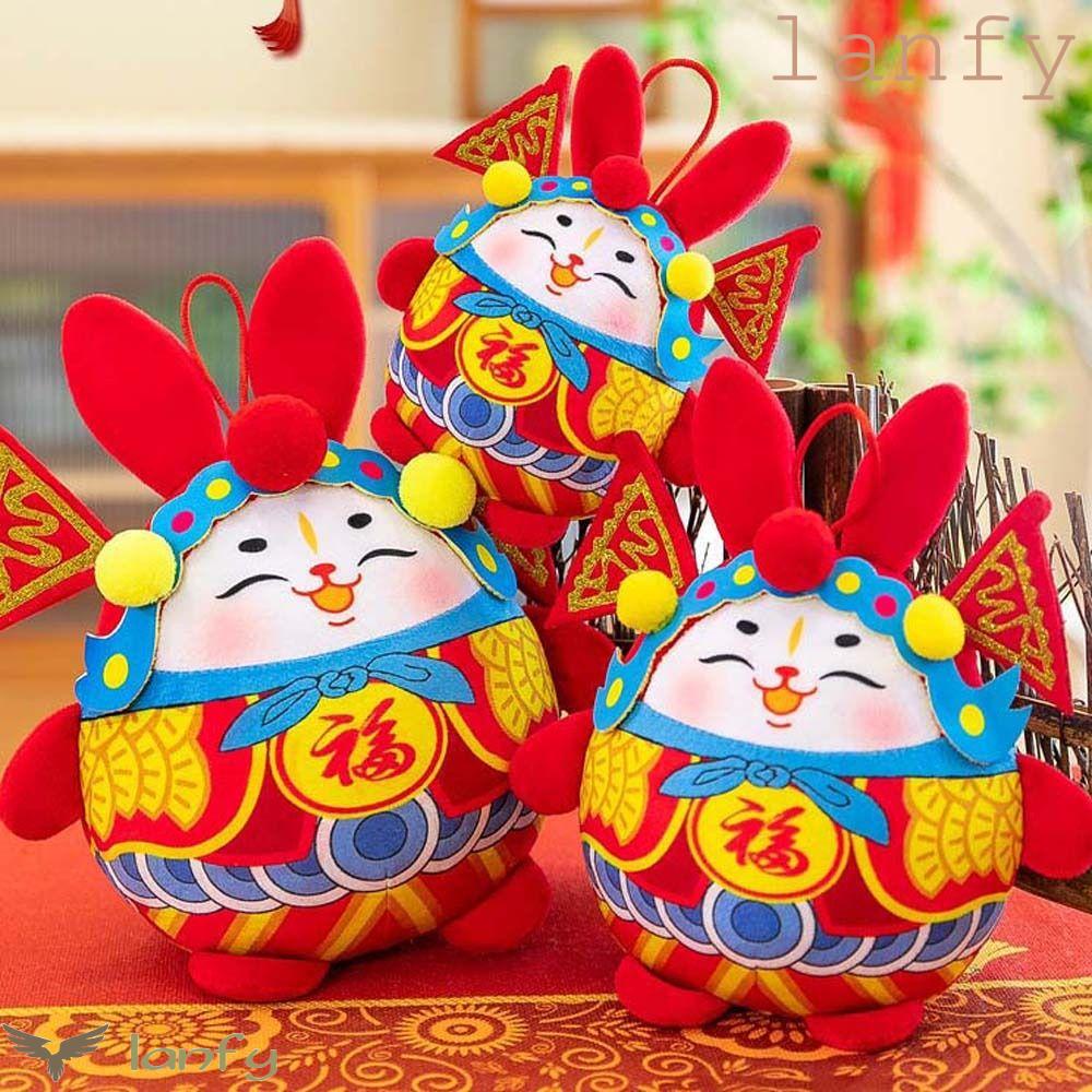 LANFY Thỏ Nhồi Bông Mềm Mại Phong Cách Trung Hoa Trang Trí Nhà Cửa