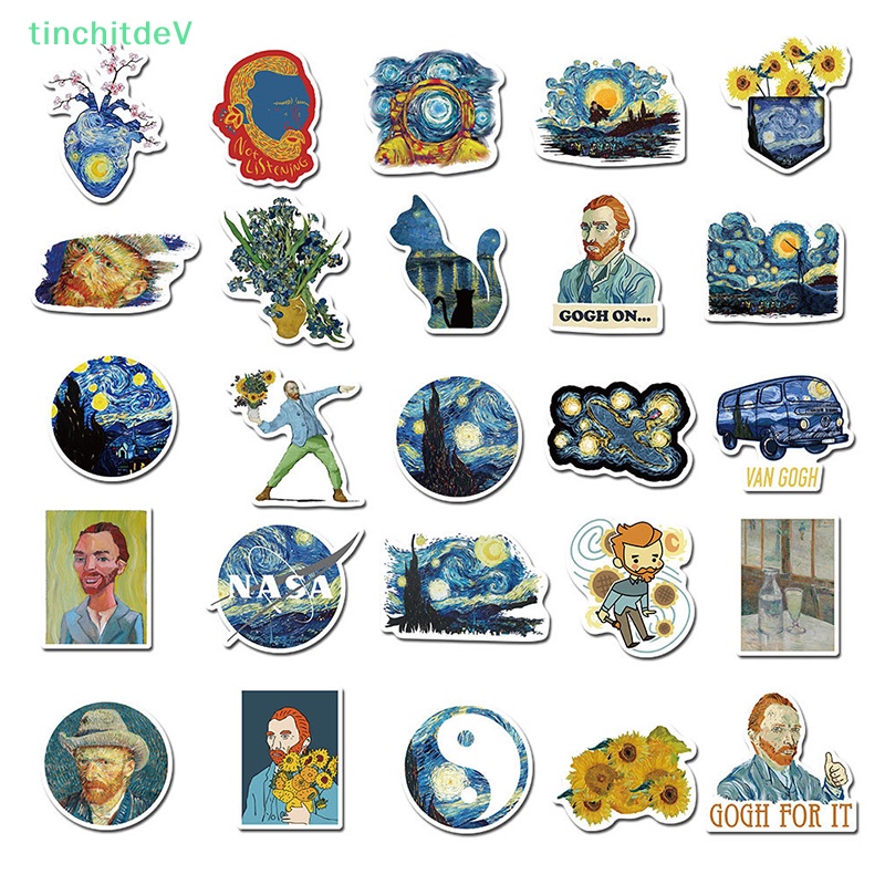 Set 40 Sticker Vincent Willem Van Gogh Dán Trang Trí Nghệ Thuật