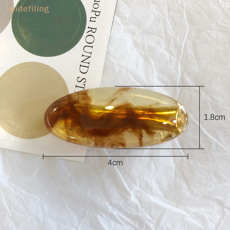 Kẹp Tóc Nhựa Hình Elip Màu Hổ Phách Phong Cách Hàn Quốc Vintage Thời Trang Cho Nữ