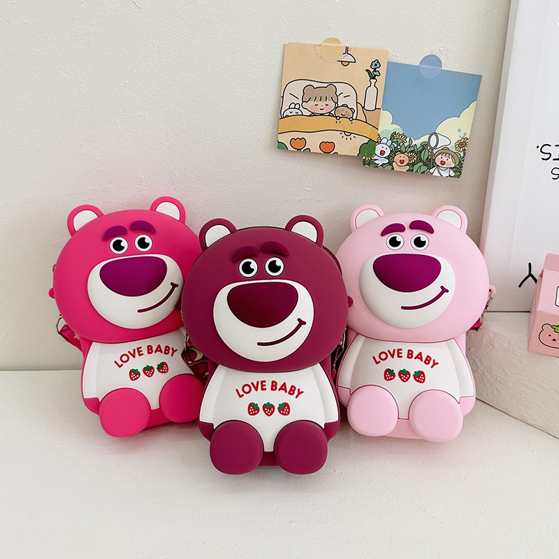 Túi Đeo Chéo Vai Hình Gấu Dâu Tây Dễ Thương Cho Bé Gái Se7en