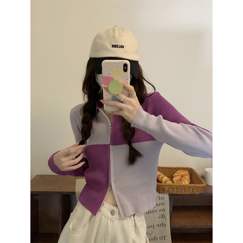 ESEA Áo Khoác Cardigan Dệt Kim Tay Dài Có Khóa Kéo Thời Trang Cho Nữ