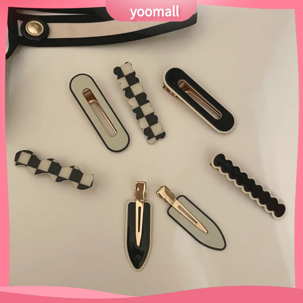 Kẹp Tóc Bằng Hợp Kim Acrylic Họa Tiết Caro Phong Cách Vintage Cho Nữ