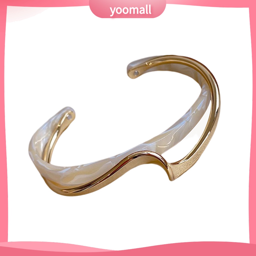 [YM] Vòng Đeo Tay Hở Mạ Điện Sáng Bóng Hai Lớp Dạng Bảng Trắng Có Thể Điều Chỉnh Mặc Hàng Ngày