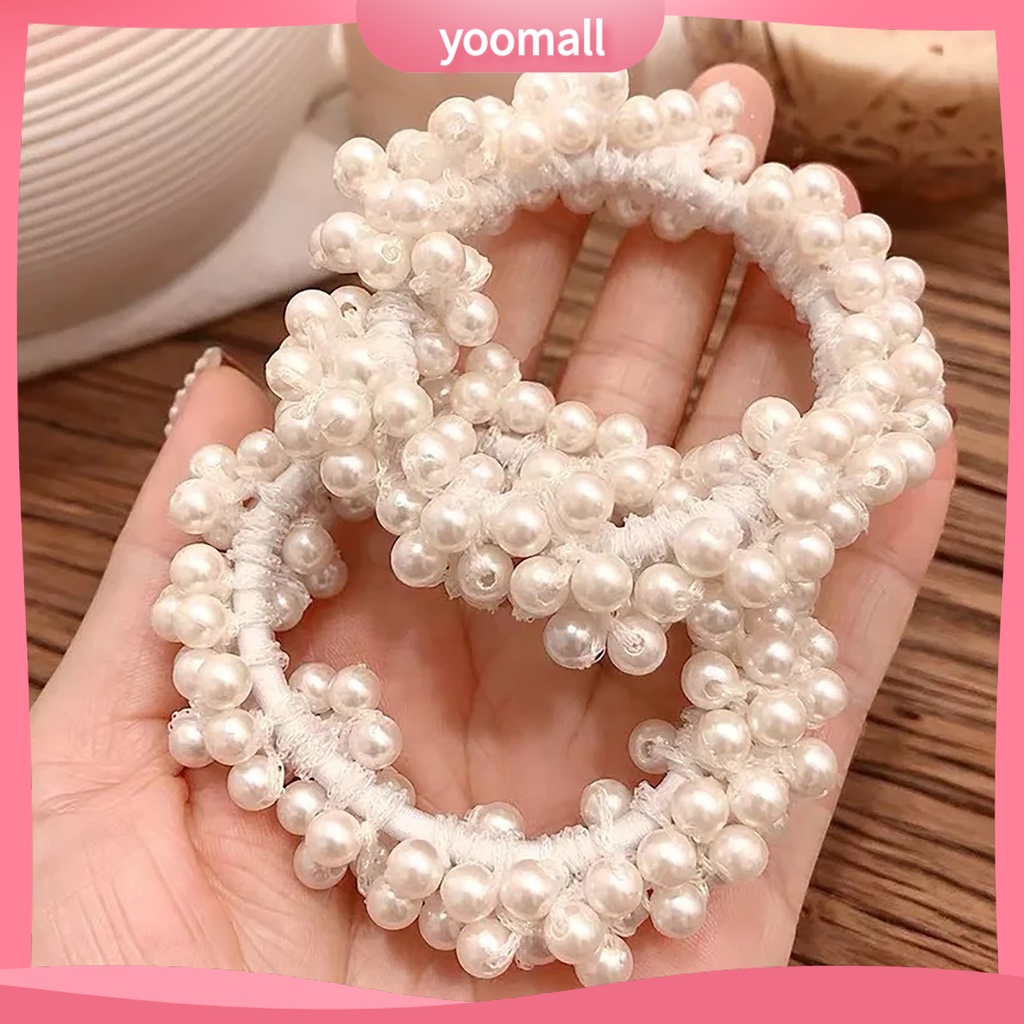 Dây Cột Tóc Đính Ngọc Trai Nhân Tạo Co Giãn Thanh Lịch Dành Cho Nữ