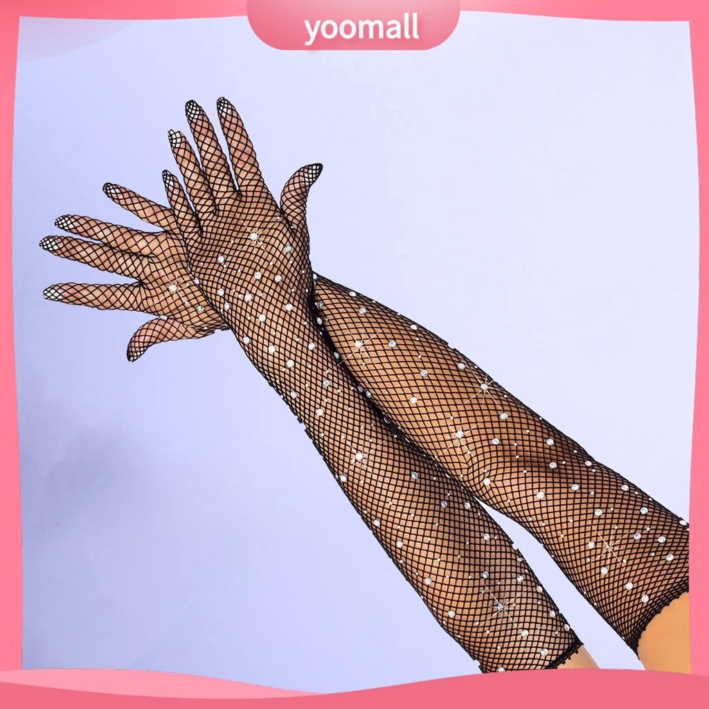 1 Đôi Găng Tay Lưới Đính Đá Thời Trang Cho Nữ