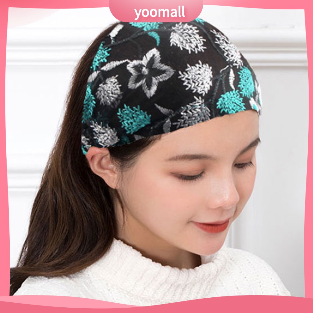 Băng Đô Vải Tuyn Bản Rộng Thêu Hoa / Ngôi Sao Phong Cách Trung Hoa Cổ Điển