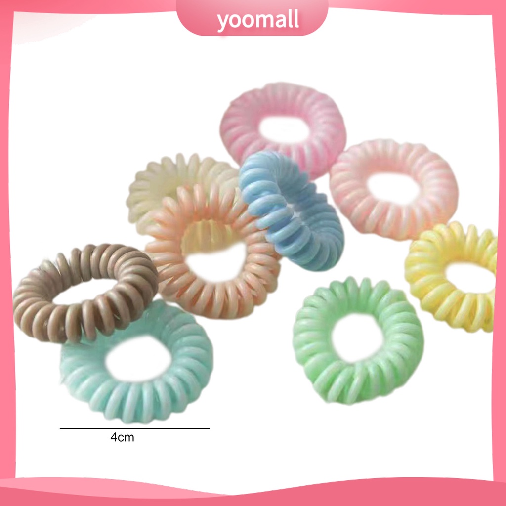 Set 9 Dây Buộc Tóc Dạng Xoắn Ốc Bằng Cao Su Co Giãn Chống Rơi Màu Kẹo