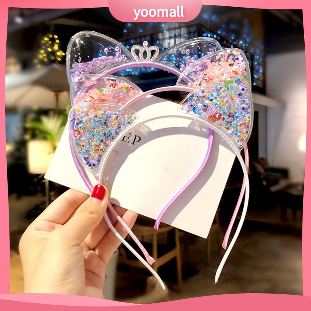 Cài Tóc Hình Tai Mèo Có Vương Miện Và Kim Tuyến Nhiều Màu Sắc Đáng Yêu Dành Cho Bé Gái Mặc Hàng Ngày