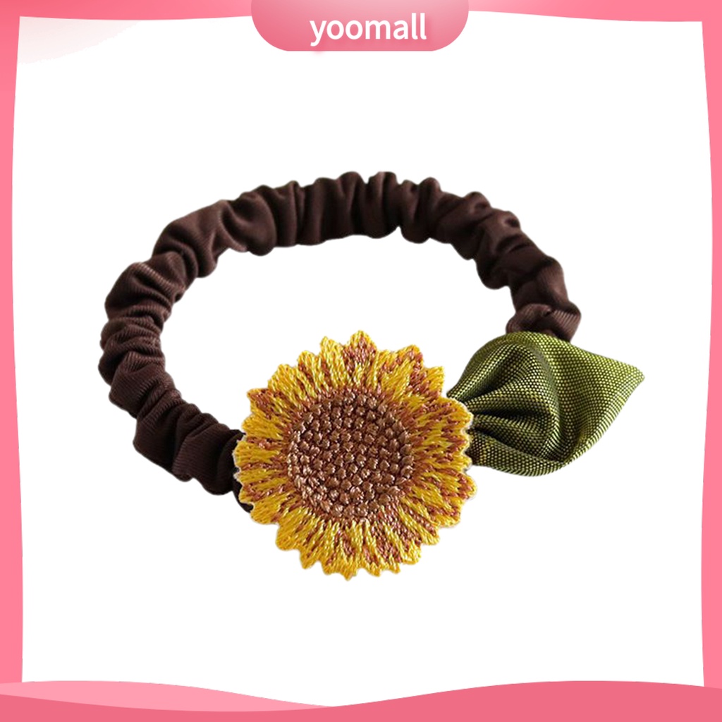 Dây Cột Tóc Đuôi Ngựa Co Giãn Đính Hoa Hướng Dương Xinh Xắn