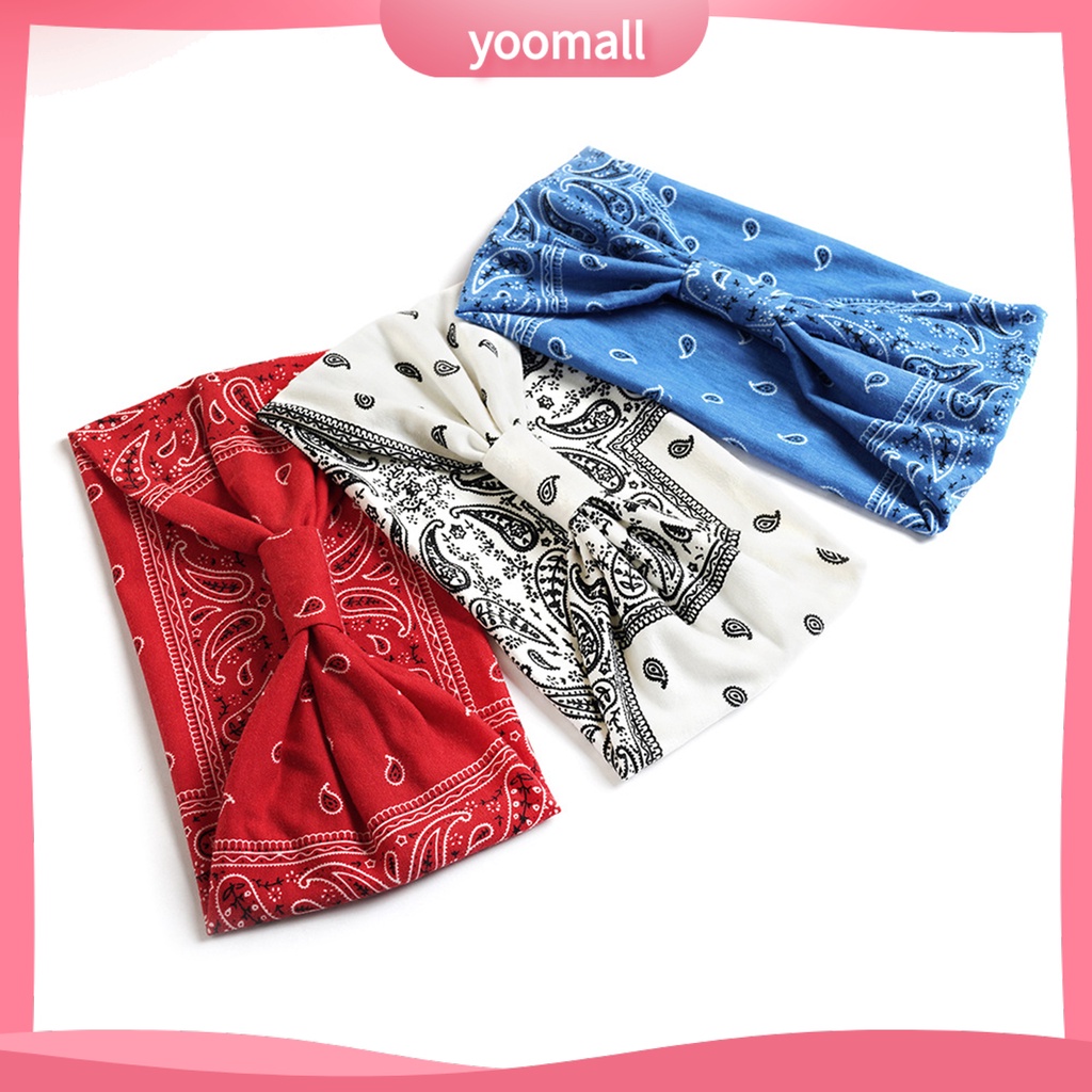 Băng Đô Bản Rộng Co Giãn Thấm Hút Mồ Hôi In Họa Tiết Phong Cách Bohemian Thời Trang Cho Nữ