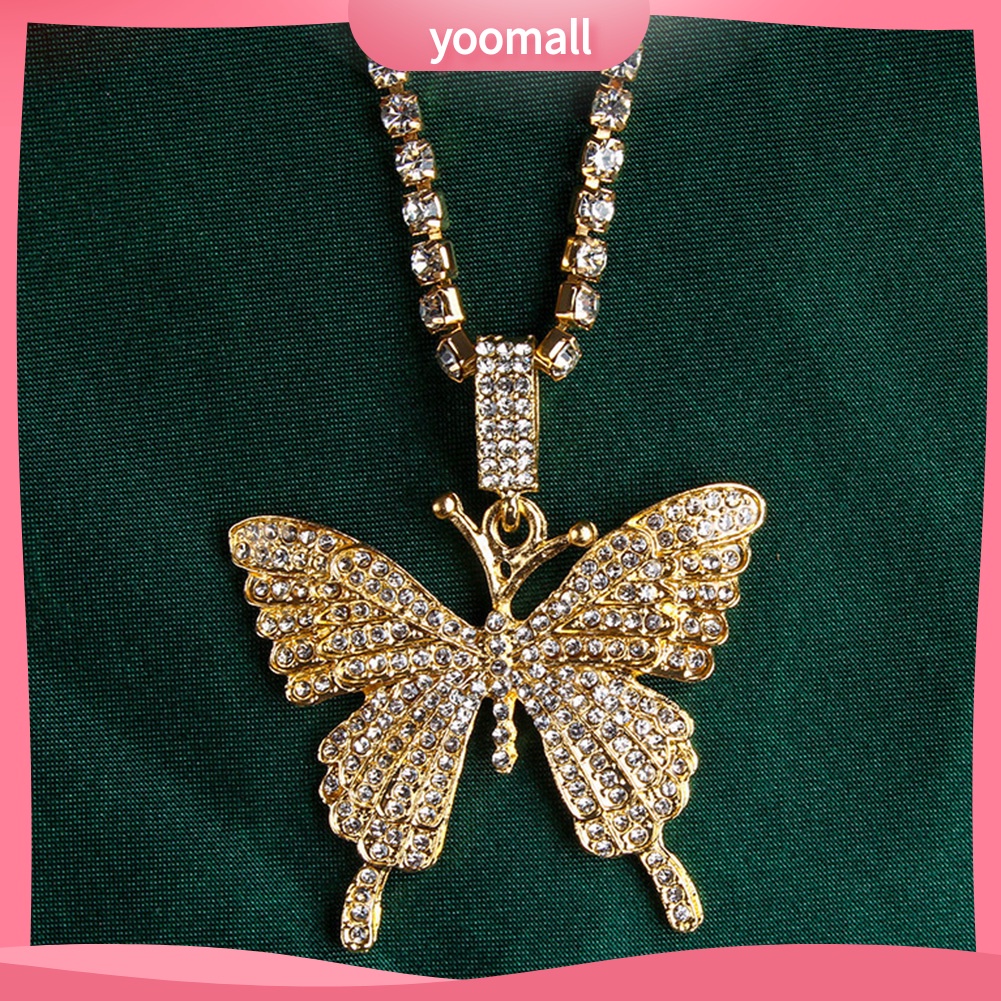 Vòng cổ Một Lớp Bằng Thép Không Gỉ Mặt Hình Bướm Đính Đá Thời Trang Dành Cho Nữ