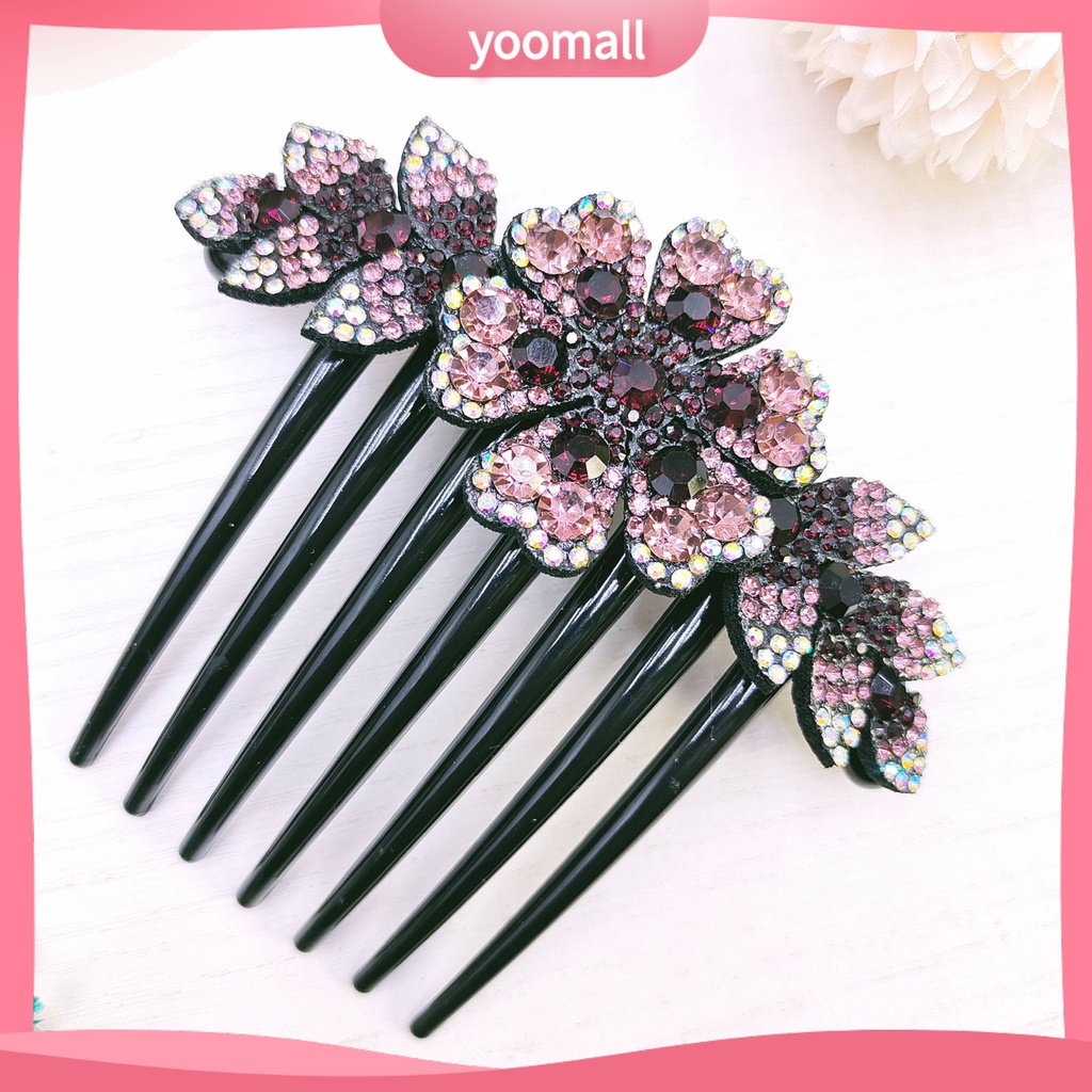 Lược Cài Tóc Đính Đá Chống Trượt Phong Cách Hàn Quốc Cho Cô Dâu