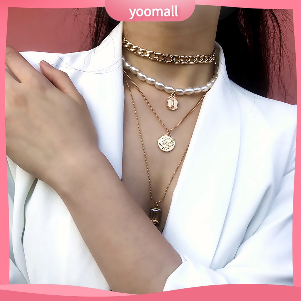 Vòng cổ Nhiều Lớp Bắt Mắt Phong Cách Vintage