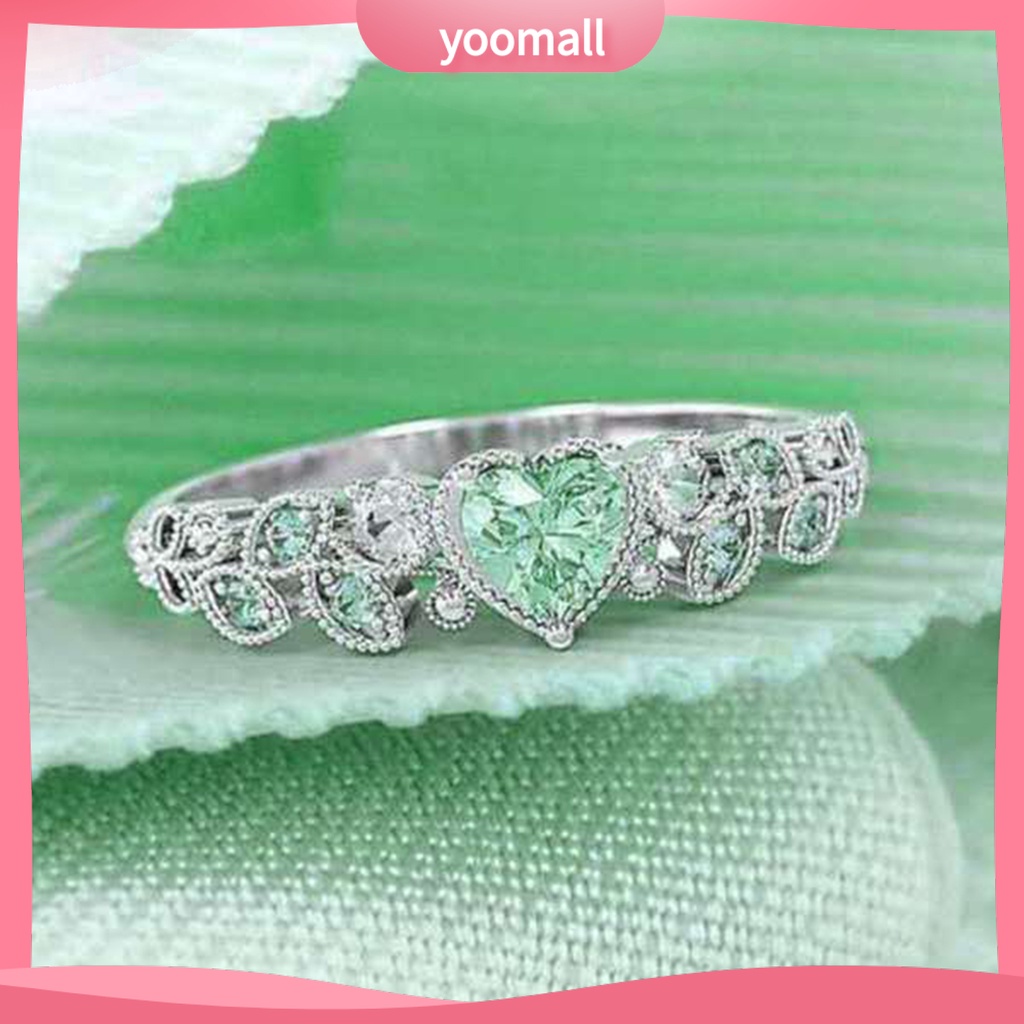 Nhẫn Đính Hôn Đính Đá Hình Trái Tim Tinh Tế Dành Cho Nữ