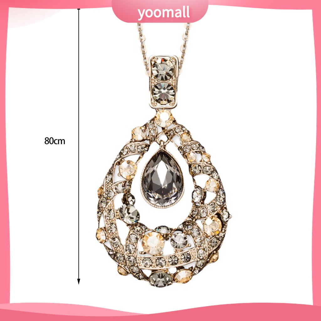 Vòng cổ Dáng Dài Đính Đá Hình Giọt Nước Lấp Lánh Thời Trang