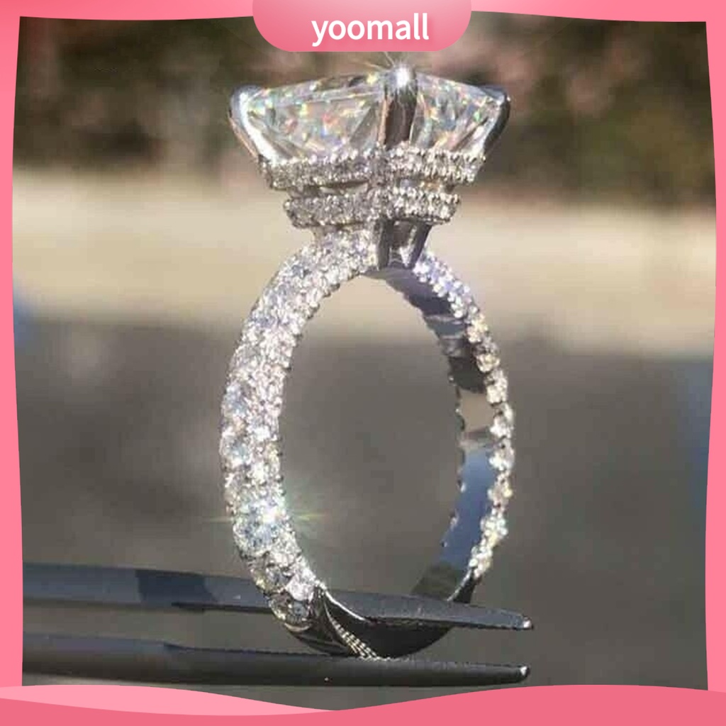 Nhẫn Cưới Mặt Vuông Đính Đá Zircon Thời Trang Dành Cho Nữ