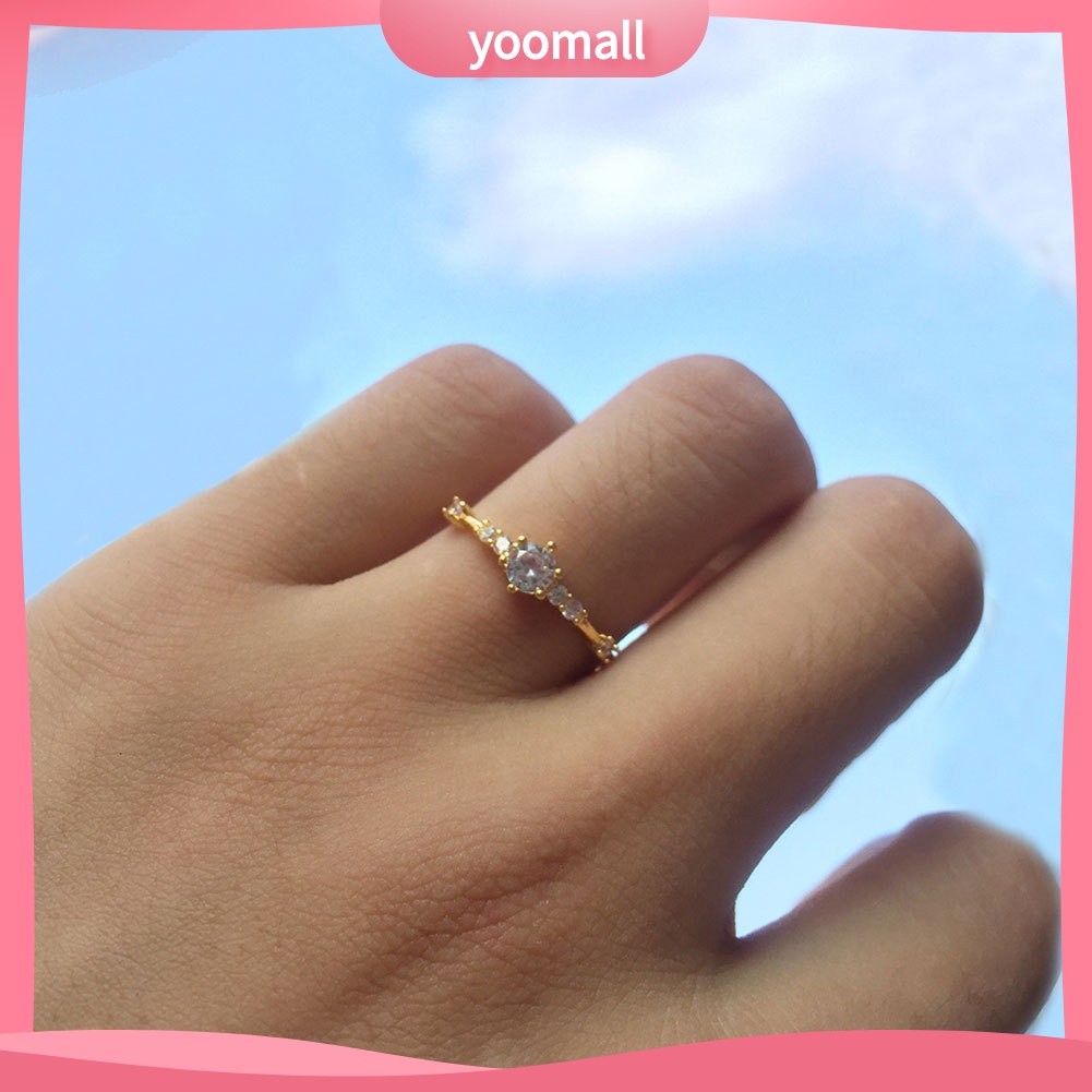 Nhẫn Đính Hôn Mỏng Đính Đá Thời Trang Dành Cho Nữ