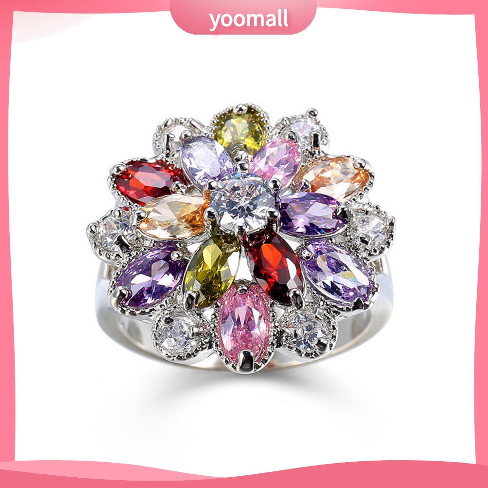 Nhẫn Đính Hôn Đính Đá Zircon Nhiều Màu Dành Cho Nữ