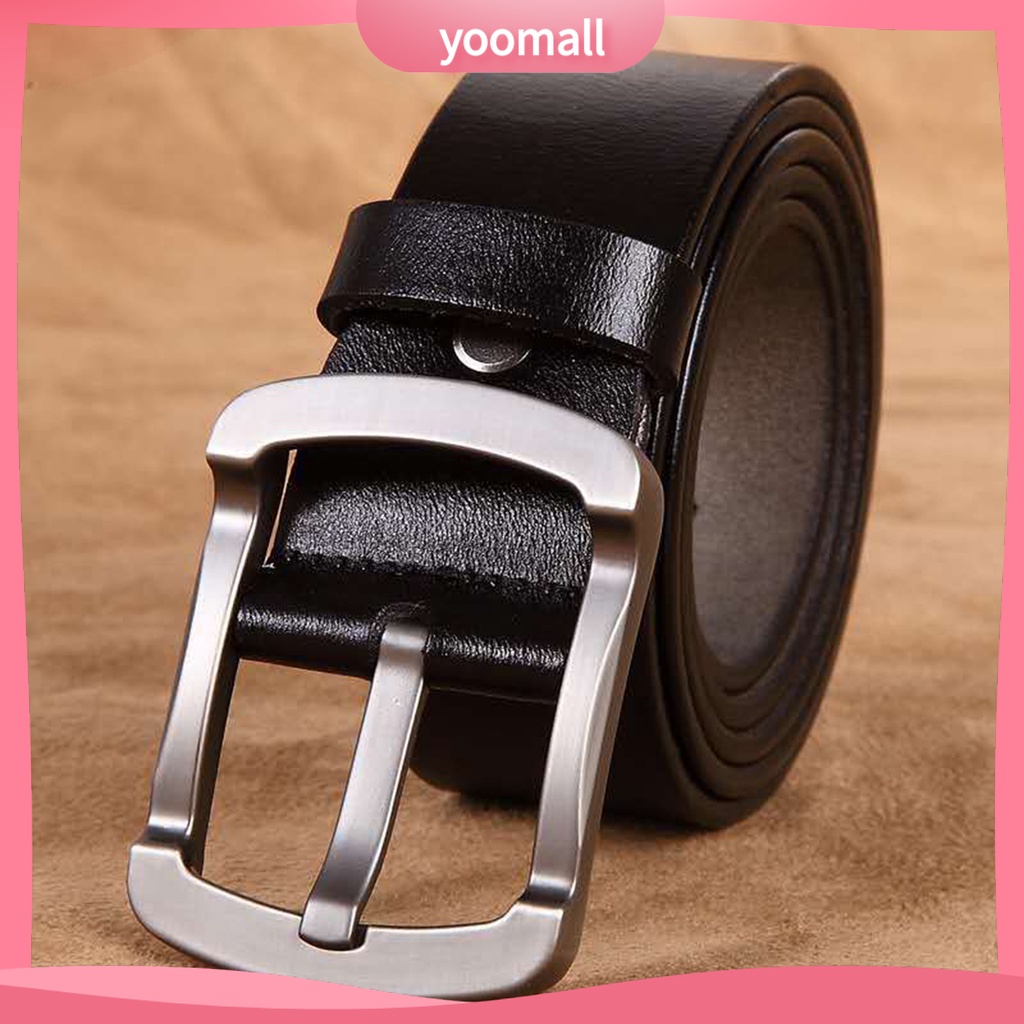 Thắt Lưng Giả Da Dày Màu Trơn Chống Vỡ Phong Cách Vintage Cho Nam