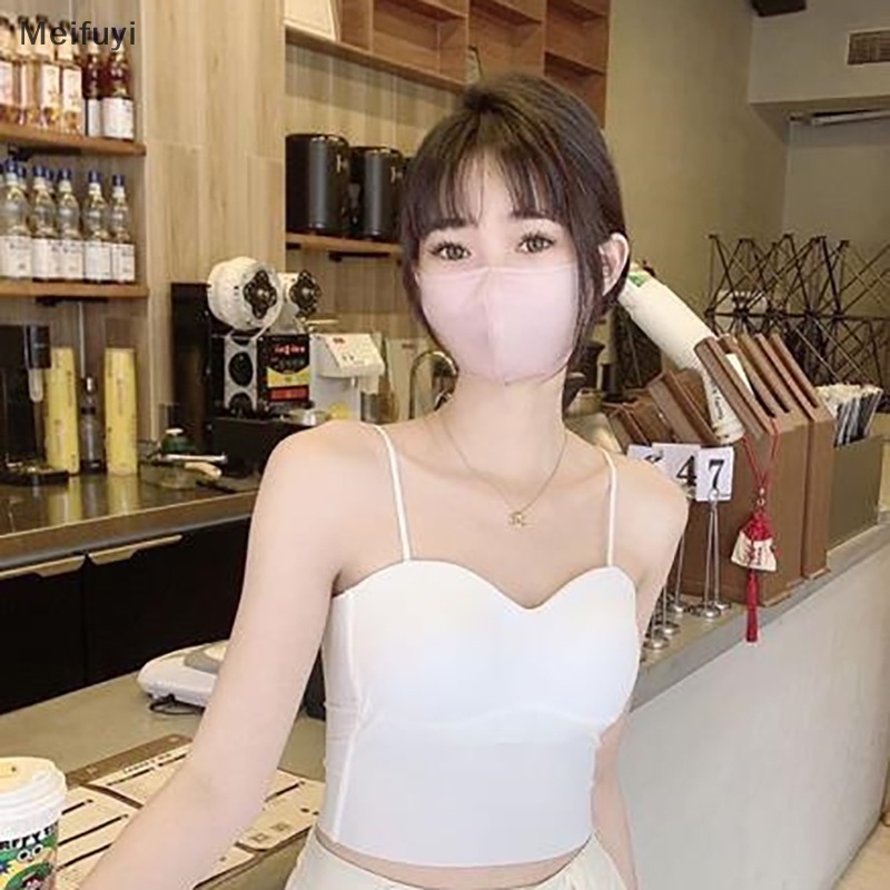 [Meifuyi] Women Camisole With Breast Pad Summer Solid Color Sexy Sleeveless Backless Slim Top COD