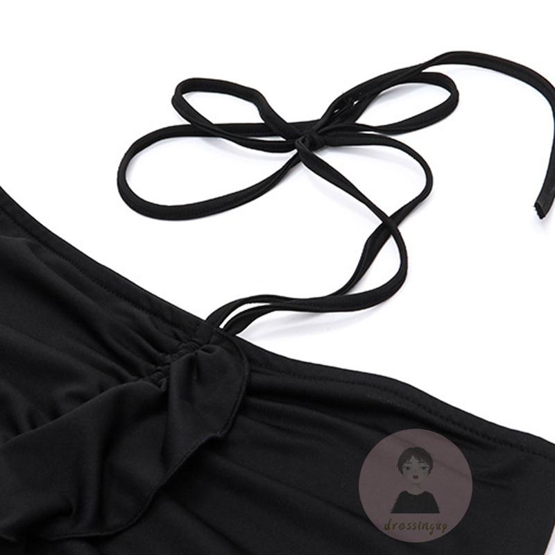 Chân Váy Dài Lưng Thấp Màu Trơn Phối Bèo Thời Trang Mùa Hè Xinh Xắn Cho Nữ