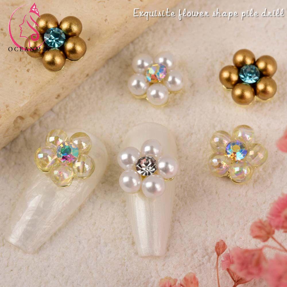 OCEANMAP Phụ Kiện Trang Trí Móng Tay 3D Bằng Hợp Kim Sang Trọng DIY