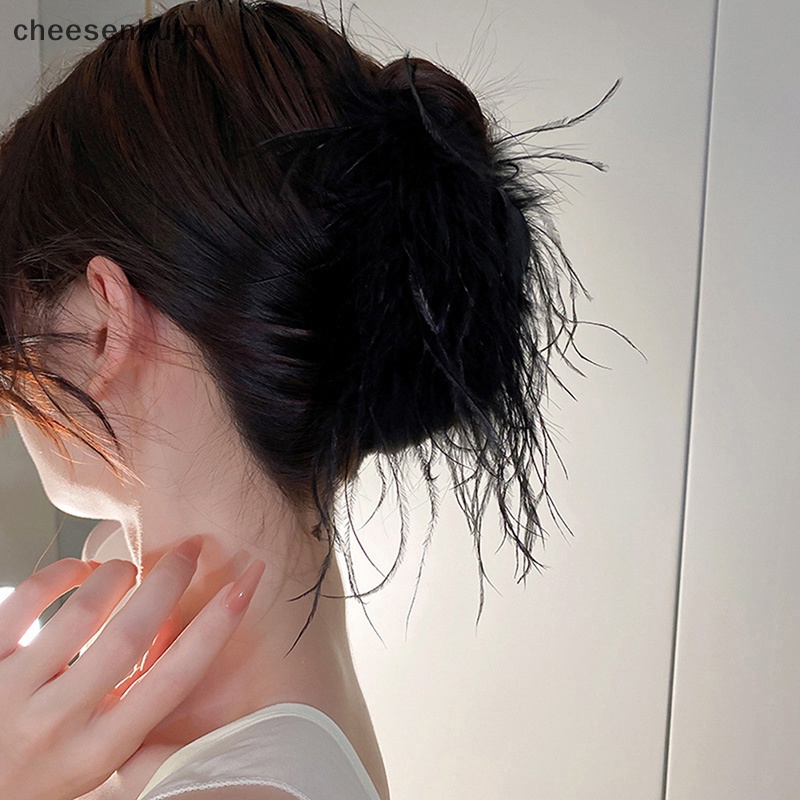 Kẹp Tóc Lông Đà Điểu Dễ Thương Thời Trang Mùa Đông Cho Nữ