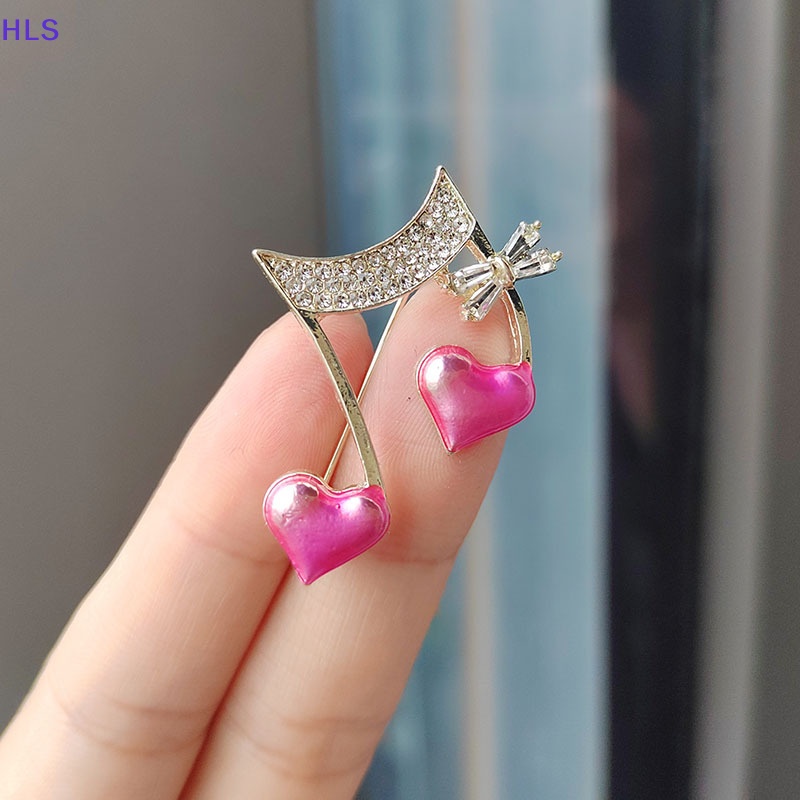 Ghim Cài Áo Hình Nốt Nhạc / Trái Tim Bằng Kim Loại Tráng Men Thời Trang Cho Nữ