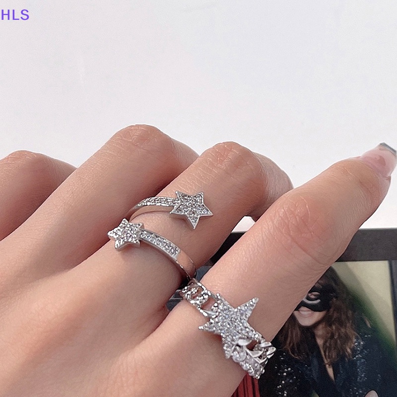 [HLS] Nhẫn Hở Đính Đá Zircon Hình Ngôi Sao Lấp Lánh Có Thể Điều Chỉnh Thời Trang Làm Quà Tặng Tình Yêu Cho