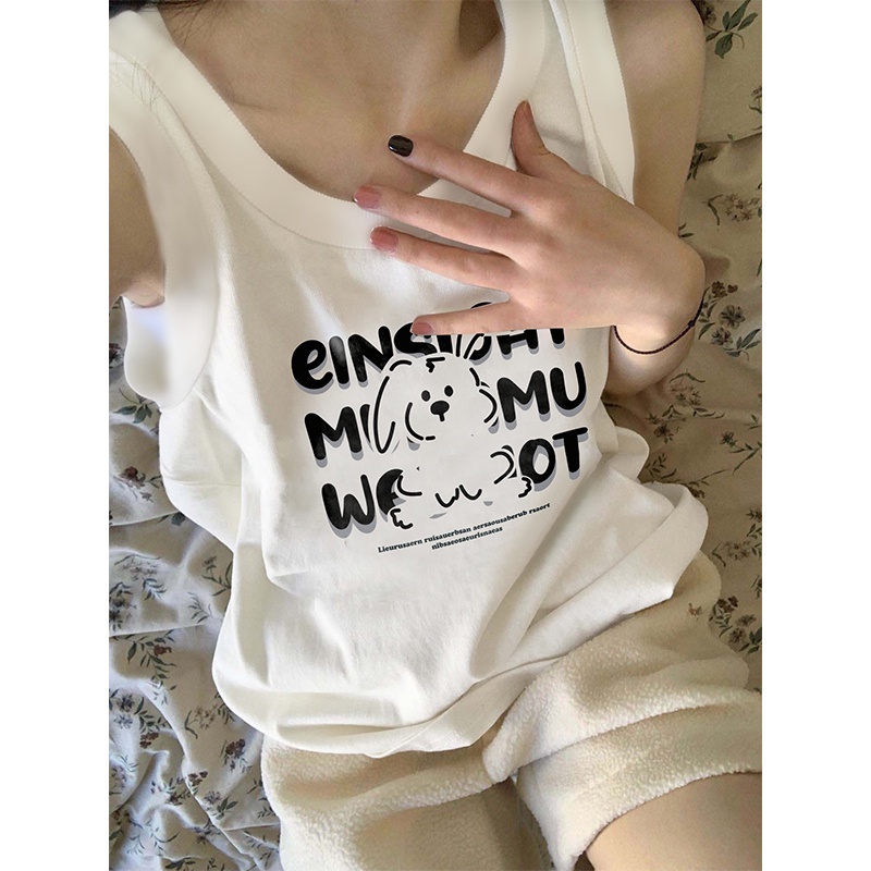 Áo Thun Ba Lỗ 100% Cotton Dáng Rộng Thời Trang Mùa Hè Phong Cách Hàn Quốc Cho Nữ