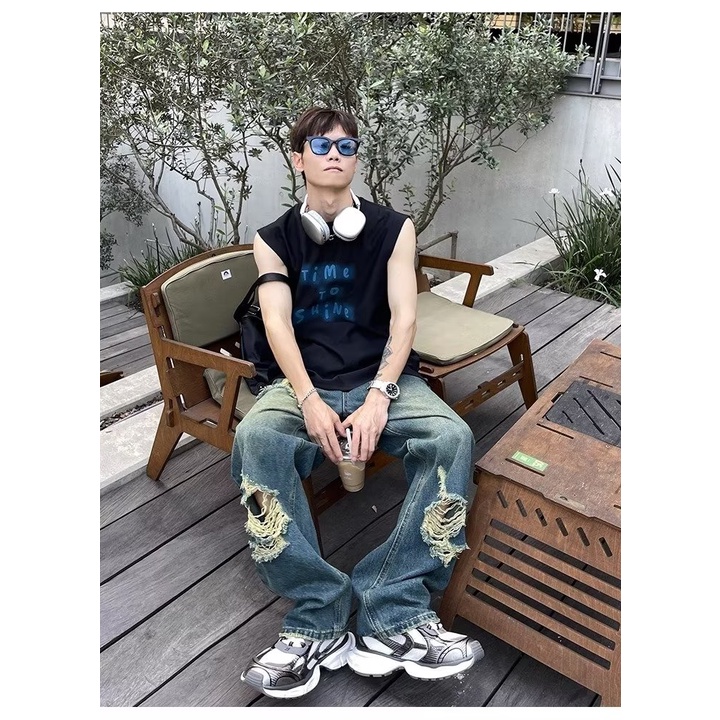 Quần Jeans Nam Dài Ống Rộng Thời Trang Đường Phố