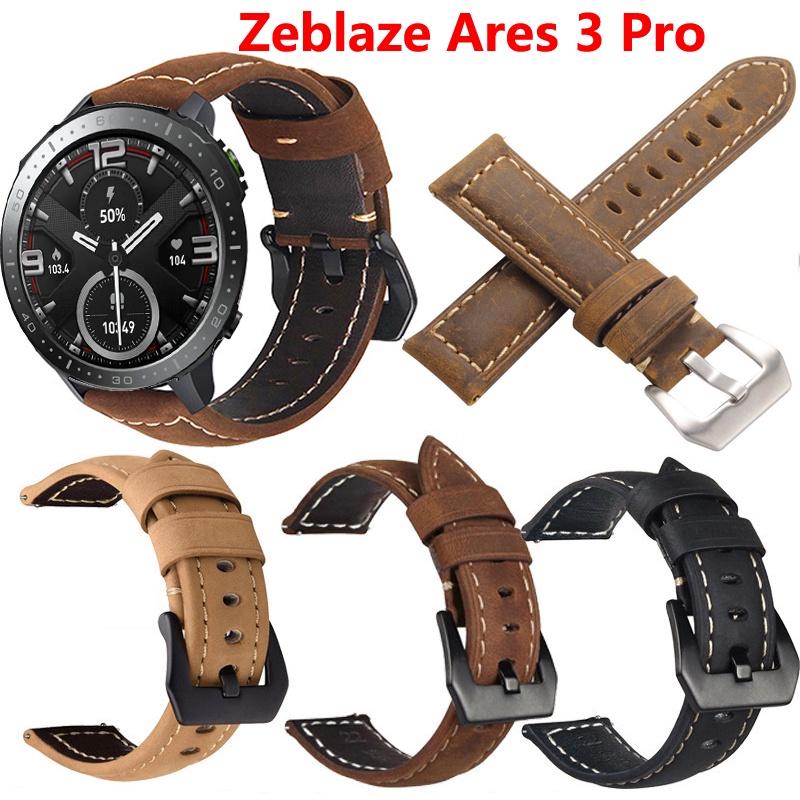 Dây Đeo Bằng Da Thật 22mm Chất Lượng Cao Cho Đồng Hồ Zeblaze Ares 3 Pro Vibe 7 Pro