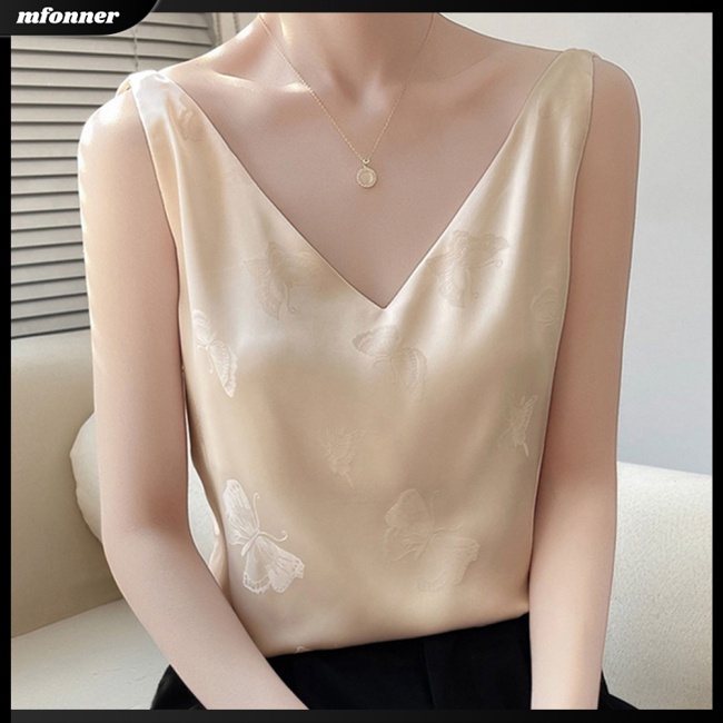 Áo Hai Dây Cổ Chữ V Màu Sắc Thời Trang Mùa Hè Cho Nữ