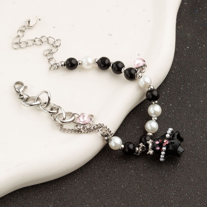 Ivy Vòng Tay Chuỗi Hạt Trắng Đen Cá Tính Ngọt Ngào Có Thể Điều Chỉnh Được