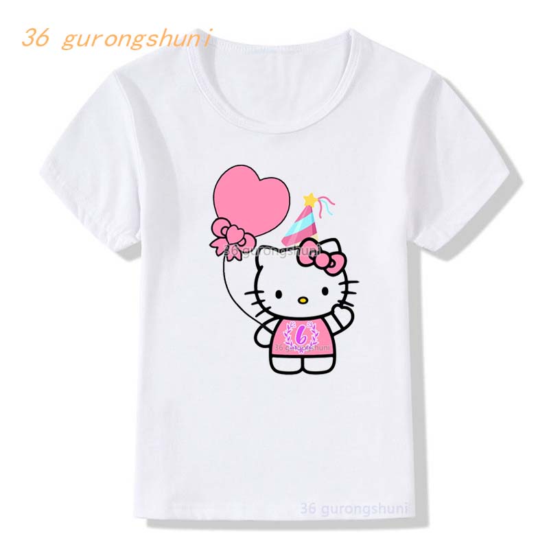 Áo Thun In Hình Mèo kitty Dễ Thương Cho Bé Gái 4 5 6 7 8 9 Tuổi