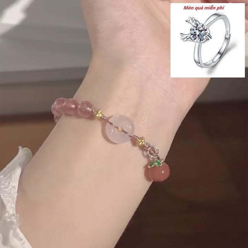Cod Vòng Đeo Tay Dệt Tay diy An Toàn Cho Học Sinh Bạn Gái / Bạn Gái / Trái Đào Pha Lê Có Khóa Cài