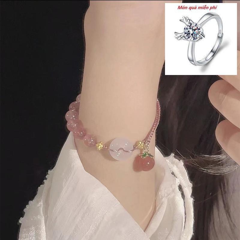 Cod Vòng Đeo Tay Dệt Tay diy An Toàn Cho Học Sinh Bạn Gái / Bạn Gái / Trái Đào Pha Lê Có Khóa Cài