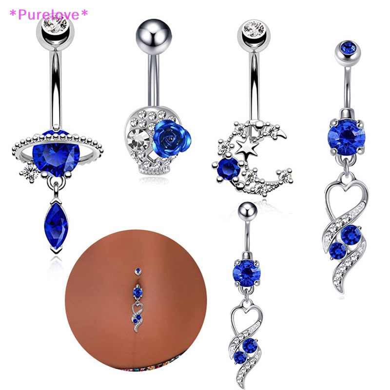 Khuyên Rốn Đính Đá Zircon Màu Xanh Dương Thời Trang Cho Nữ Mới